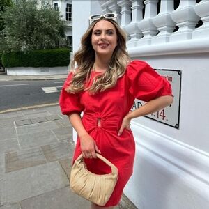 Primark Vibrant Red Puff Sleeve Mini Dress
